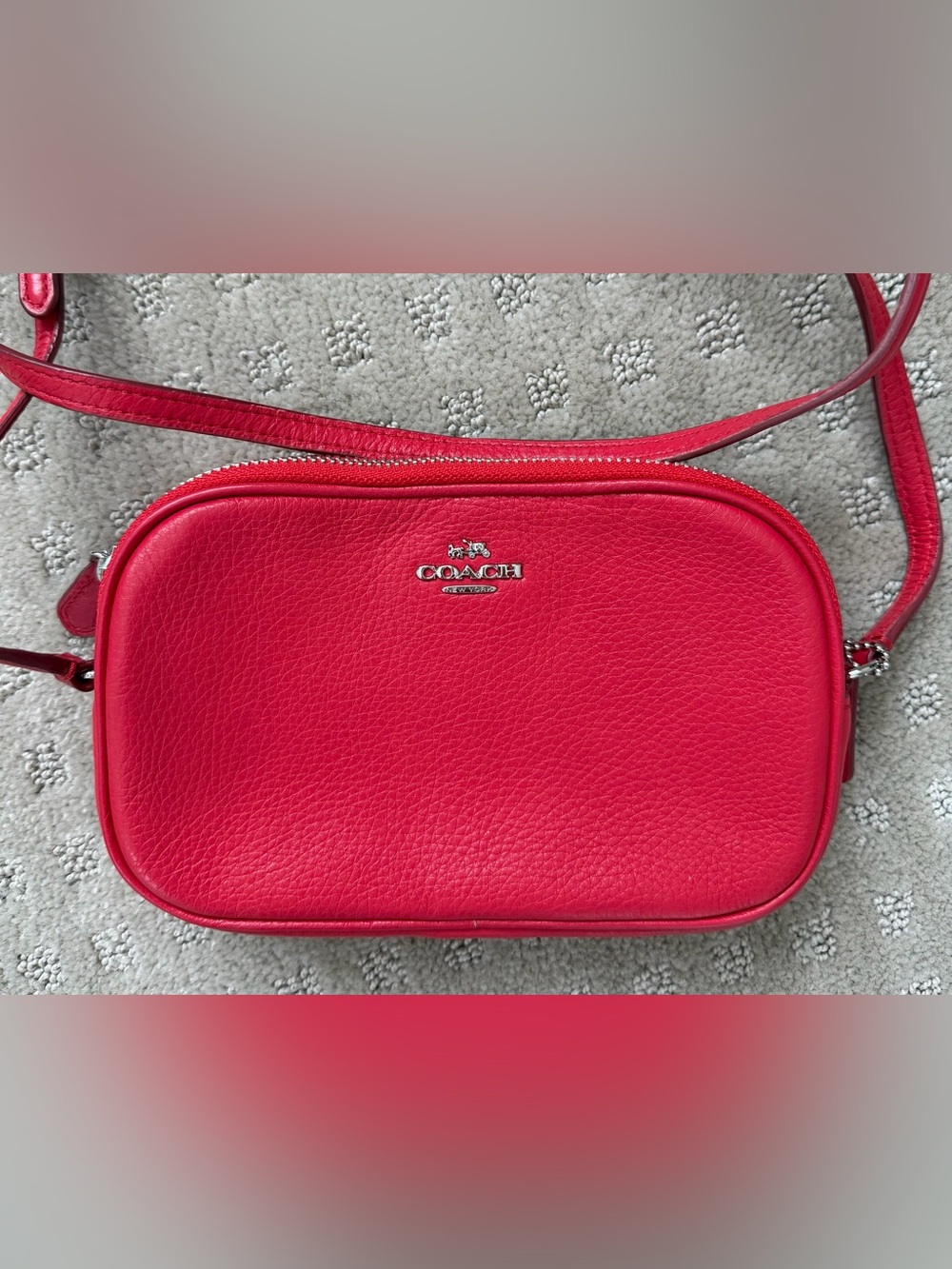 Coach Pebbled Leather Crossbody in Hot Pink with Silver Hardware, Small size